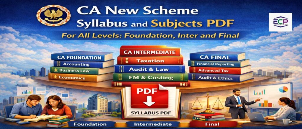 CA New Scheme Syllabus and Subjects PDF for All Levels: Foundation, Inter and Final