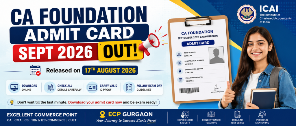 CA Foundation Admit Card Sep 2026
